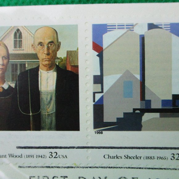 First Day Issue 1998 Stamp Grant Wood & Charles Sheeler Art-FS Never Displayed - Picture 7 of 10